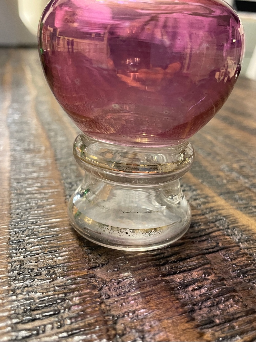 Vintage Anchor Hocking Cranberry Pink Flash Glass Urn Pedestal Vase Gold Trim MC - Picture 5 of 5